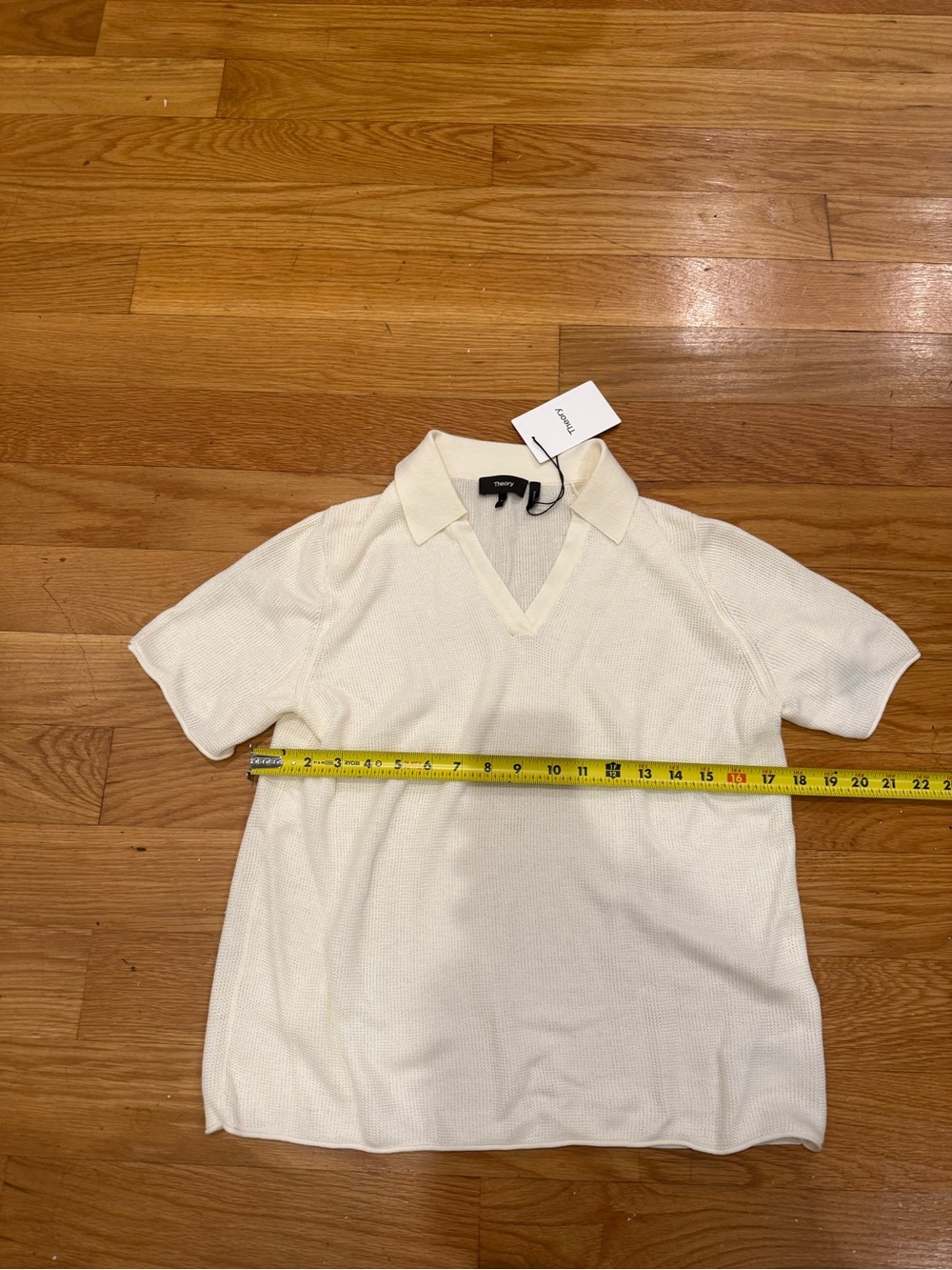 Theory Ivory Short‑Sleeve V‑Neck Polo Shirt